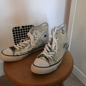 silver sequin chuck taylors